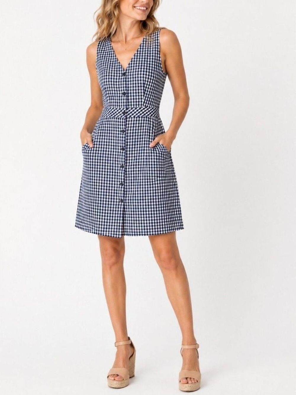 J. Crew Gingham Cottagecore Button-Front Dress. 100% Cotton. Plus Size 18.